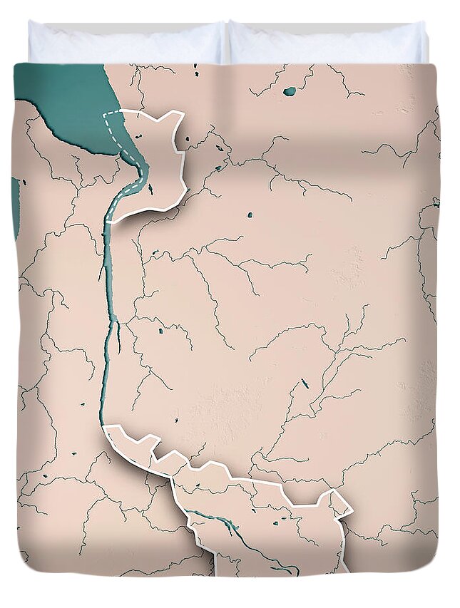 Bremen Duvet Cover featuring the digital art Bremen Bundesland Germany 3D Render Topographic Map Neutral Bord by Frank Ramspott