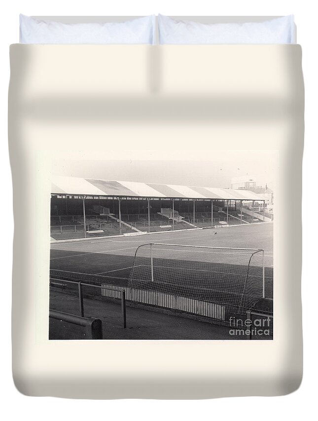  Duvet Cover featuring the photograph Brentford - Griffin Park - New Road Stand 1 - September 1968 by Legendary Football Grounds