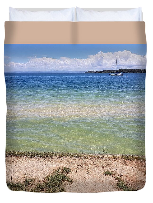 Bribie Island Duvet Cover featuring the photograph Bribie Ocean by Cassy Allsworth