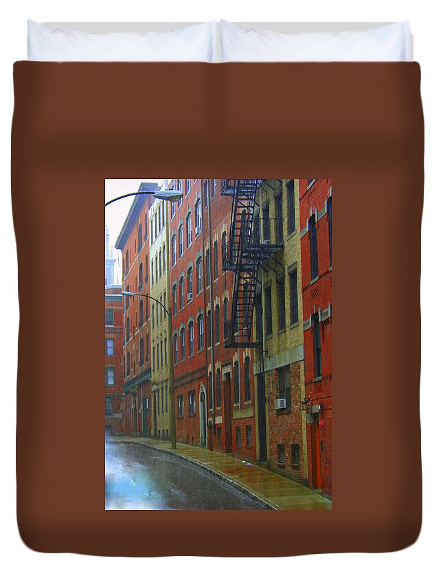Cityscape Duvet Cover featuring the photograph Bricks by Julie Lueders 
