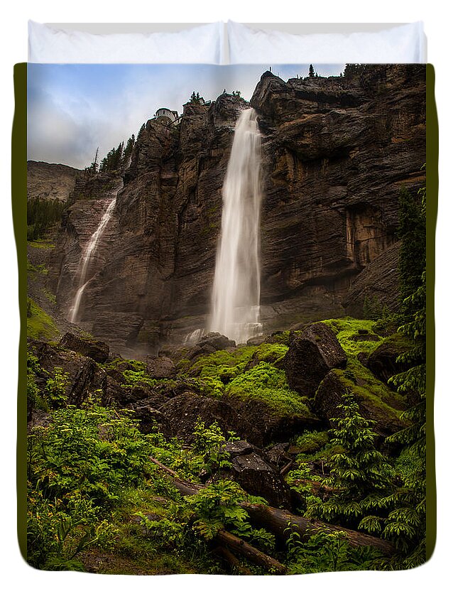 2015 Duvet Cover featuring the photograph Bridal Veil Falls Telluride Colorado by Bridget Calip