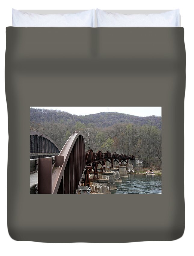 Bridge Duvet Cover featuring the photograph Bridge at Ohiopyle Pennsylvania by George Jones