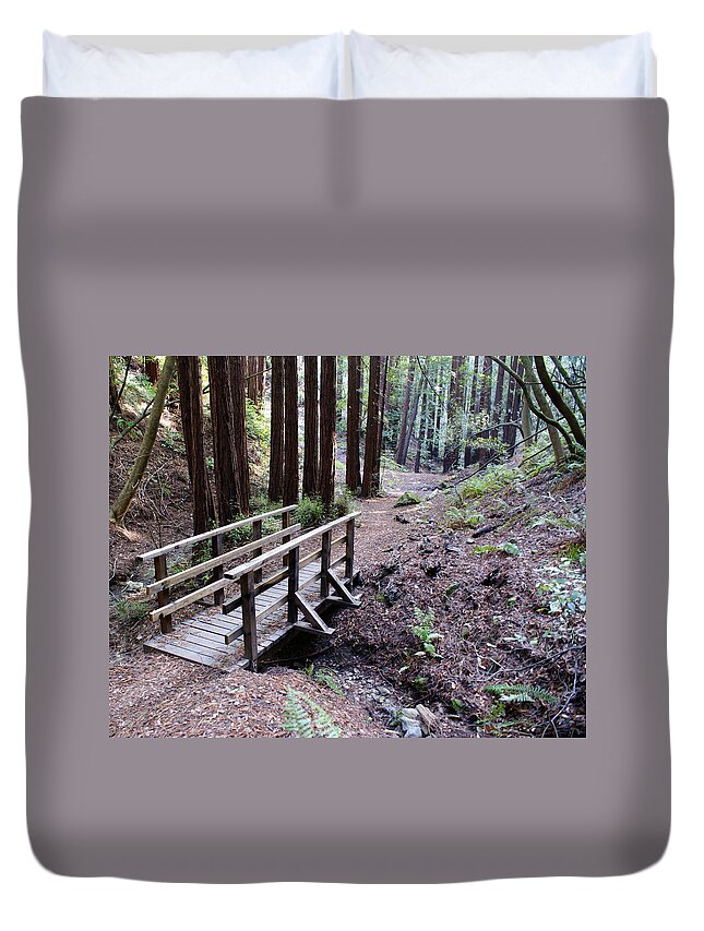 Mount Tamalpais Duvet Cover featuring the photograph Bridge in the Redwoods by Ben Upham III