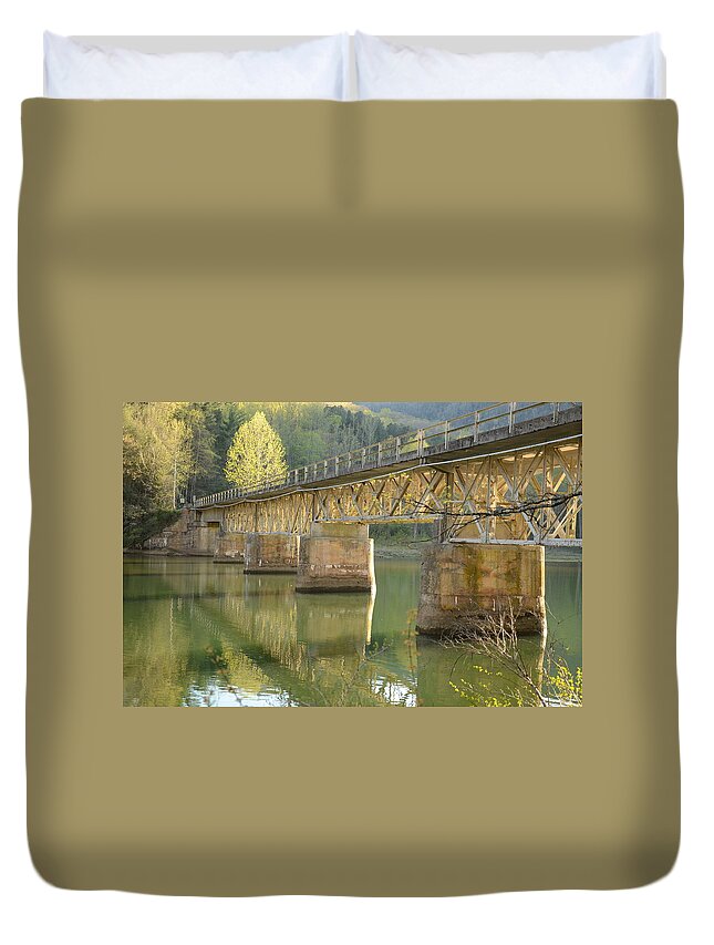 Watauga Duvet Cover featuring the photograph Bridge Over Watauga River on Wilbur Dam Rd by Jim Cook
