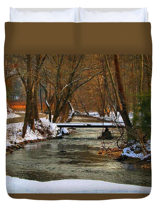 Dan River Duvet Cover featuring the photograph Bridge over the Dan River 1 by Kathryn Meyer