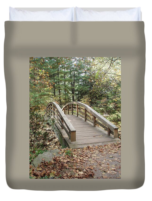 Bridge Duvet Cover featuring the photograph Bridge To New Discoveries by Allen Nice-Webb
