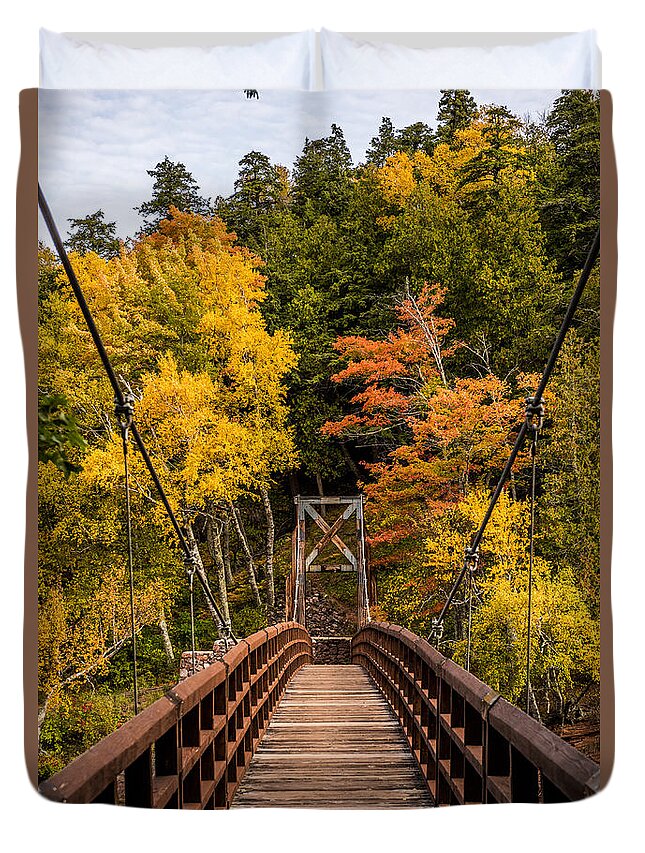 Bridge To Rainbow Falls Duvet Cover featuring the photograph Bridge to Rainbow Falls by Paul Freidlund