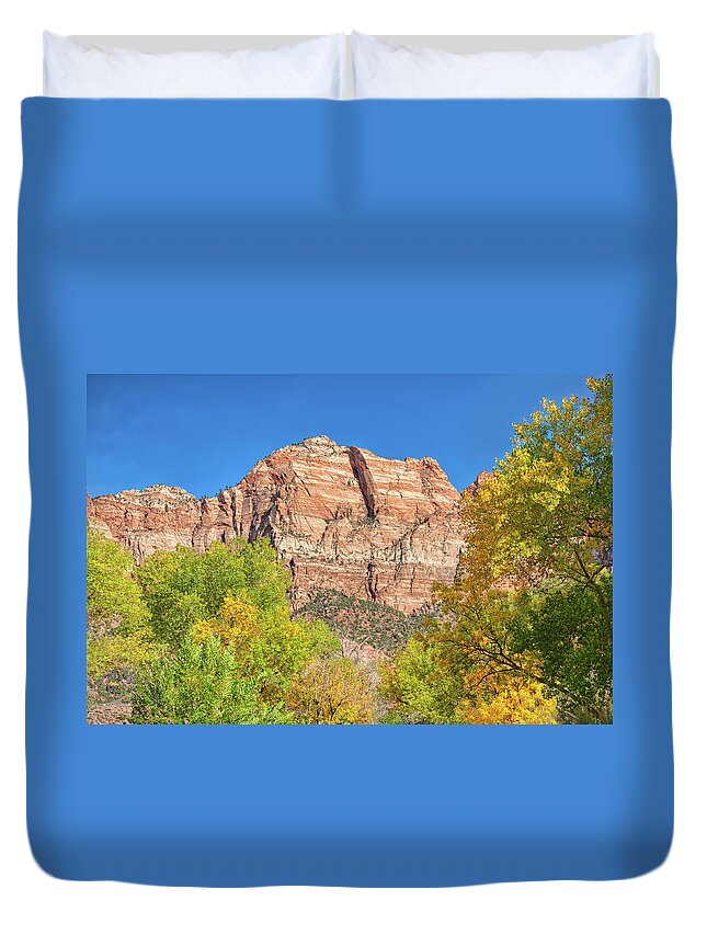 Landscape Duvet Cover featuring the photograph Bright Colors at Zion by John M Bailey