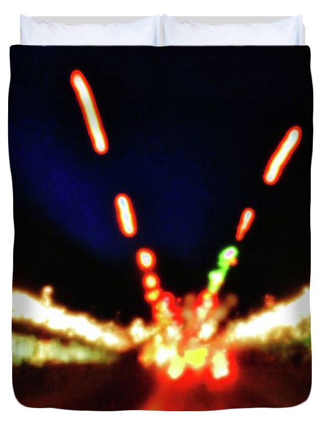 Driving Duvet Cover featuring the photograph Bright Lights by Al Harden