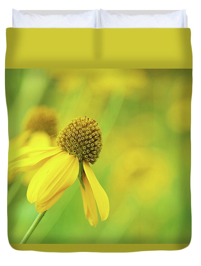 Flower Duvet Cover featuring the photograph Bright Yellow Flower by David Stasiak
