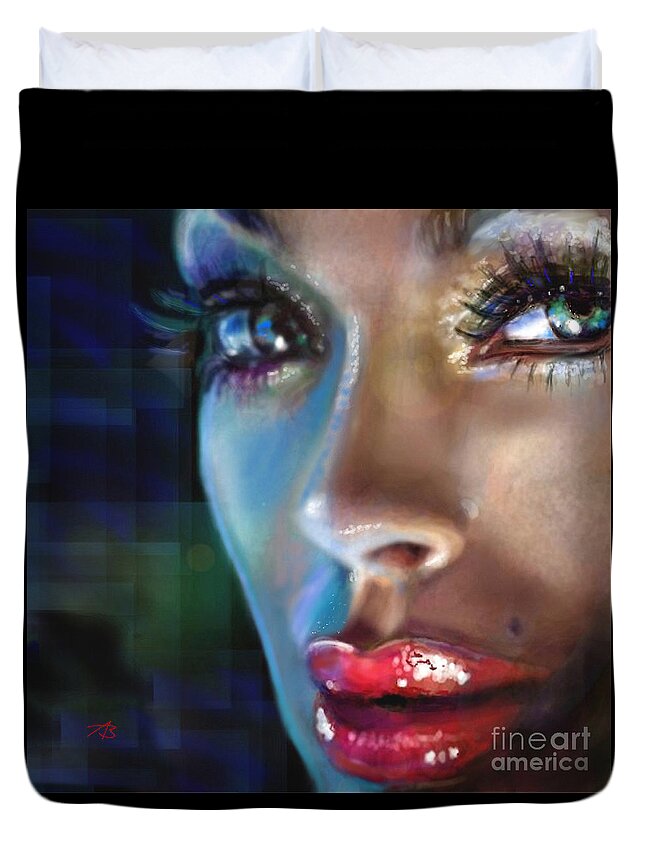 Angie Braun Duvet Cover featuring the painting Brilliant Eyes by Angie Braun