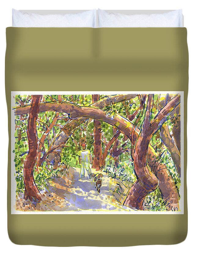 California Duvet Cover featuring the painting Briones Forest near Springhill Road by Judith Kunzle