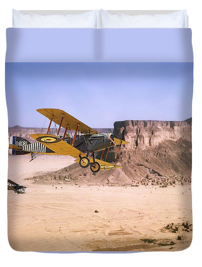 Aircraft Duvet Cover featuring the photograph Bristol Fighter - Aden Protectorate by Pat Speirs