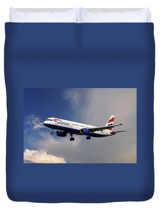 British Airways Duvet Cover featuring the photograph British Airways Airbus A321-231 by Smart Aviation