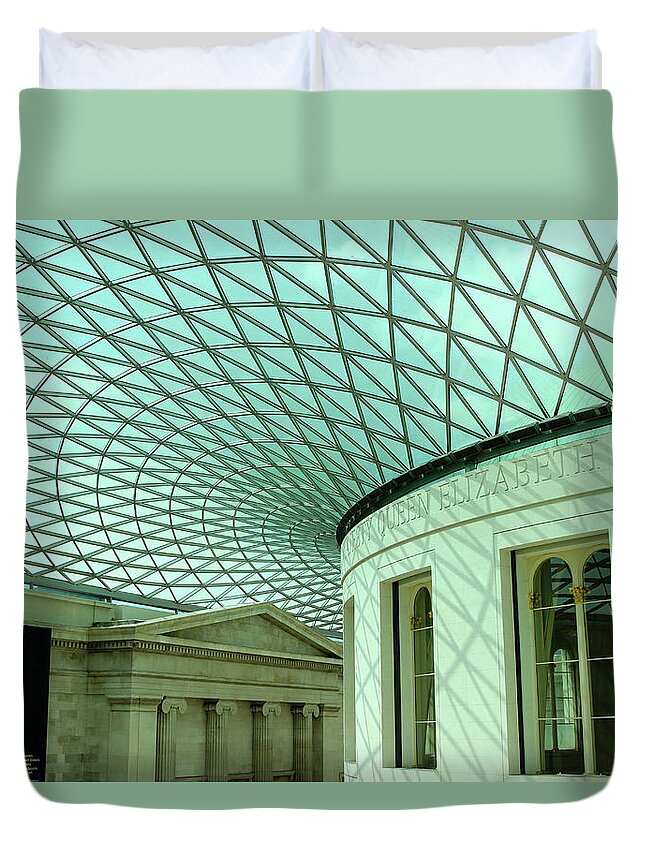 Glass Roof Duvet Cover featuring the photograph British Museum, London by Aashish Vaidya