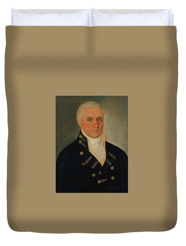 Attributed To Spoilum 1770 - 1810 British Sea Captain Duvet Cover featuring the painting British Sea Captain by MotionAge Designs