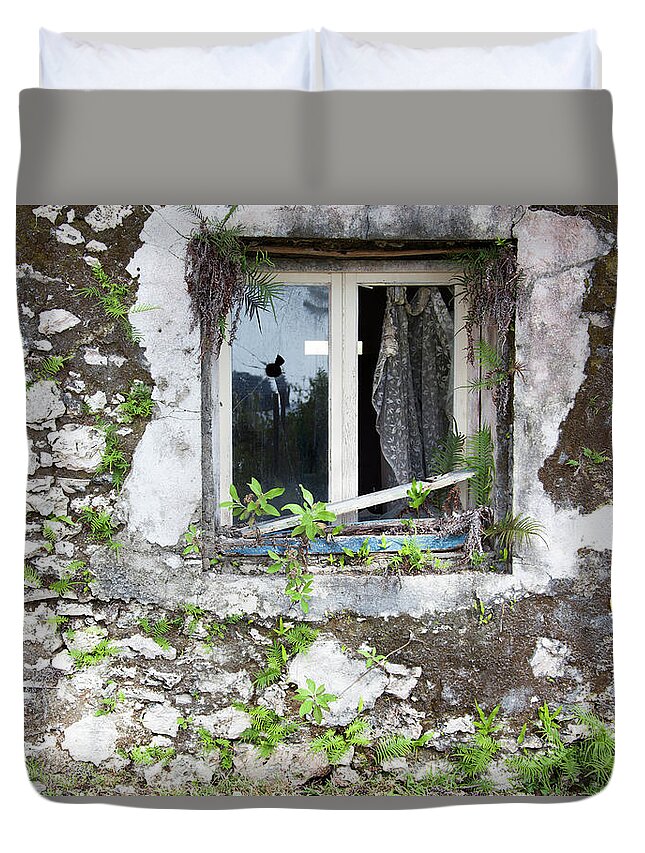 Window Duvet Cover featuring the photograph Broken Window by Ramunas Bruzas