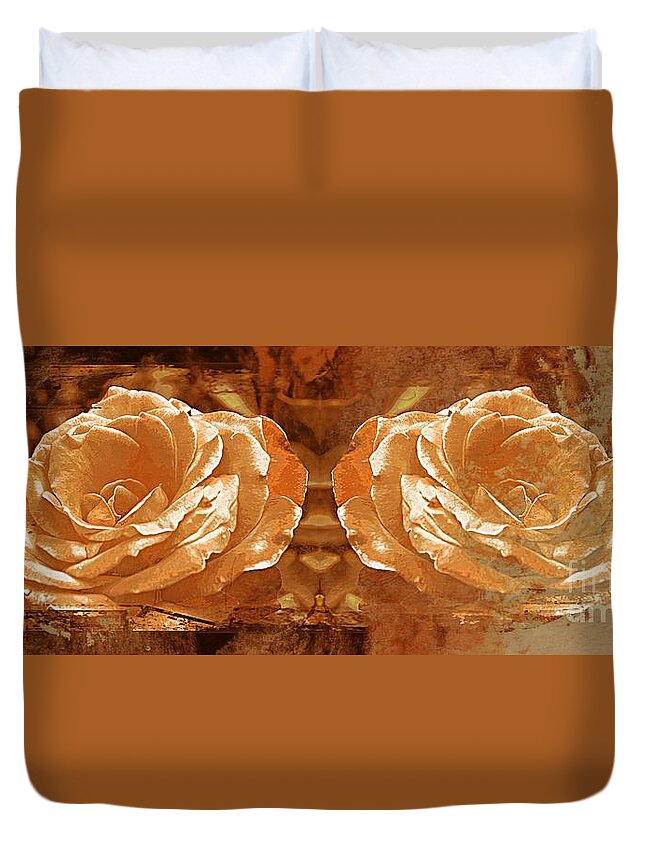 Rose Duvet Cover featuring the photograph Bronzed by Clare Bevan