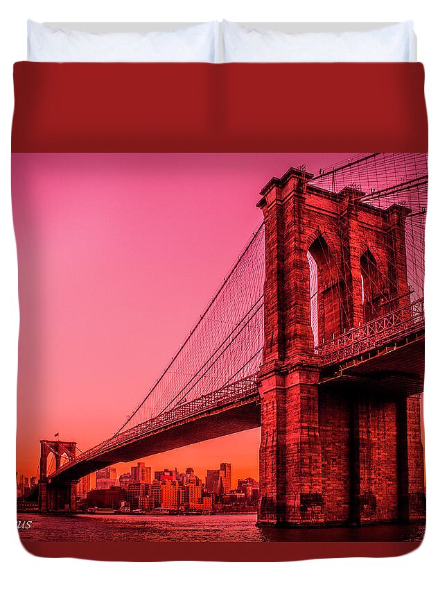 Brooklyn Duvet Cover featuring the photograph Brooklyn Blood Red by Peter J DeJesus