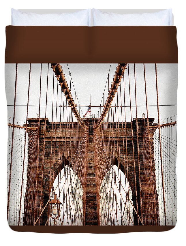 Photography Duvet Cover featuring the photograph Brooklyn Bridge by MGL Meiklejohn Graphics Licensing