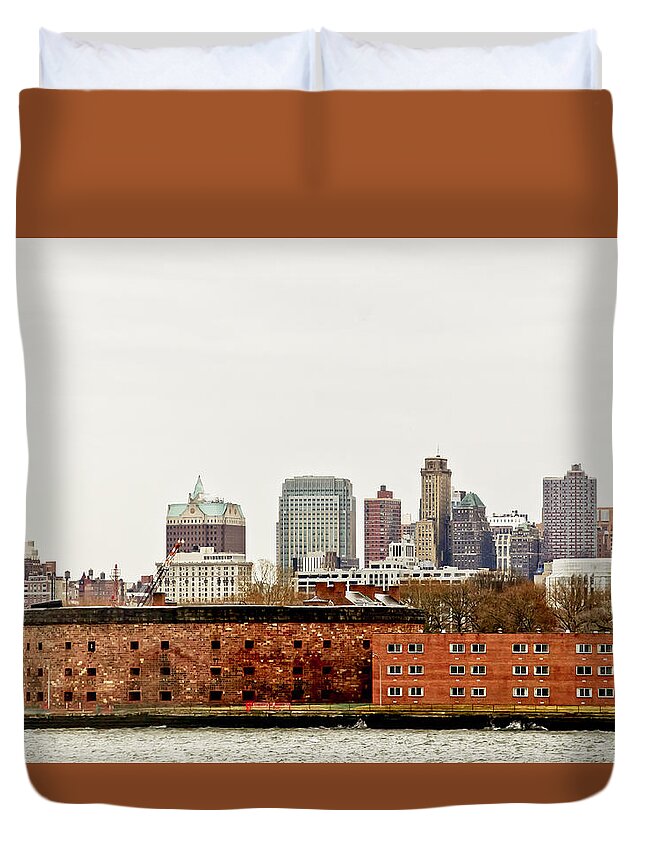 Brooklyn Duvet Cover featuring the photograph Brooklyn over Governors Island by Elena Perelman