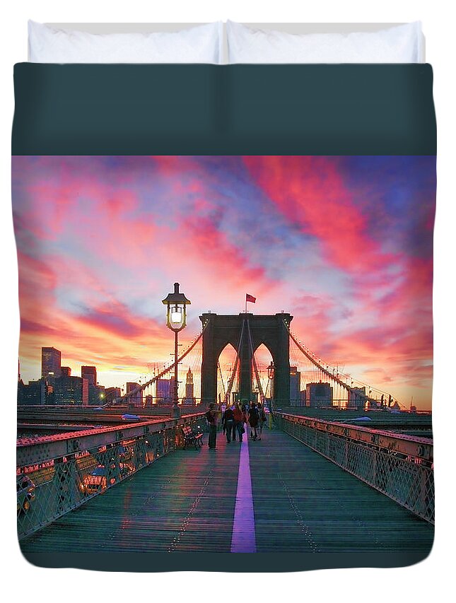 Brooklyn Duvet Cover featuring the photograph Brooklyn Sunset by Rick Berk