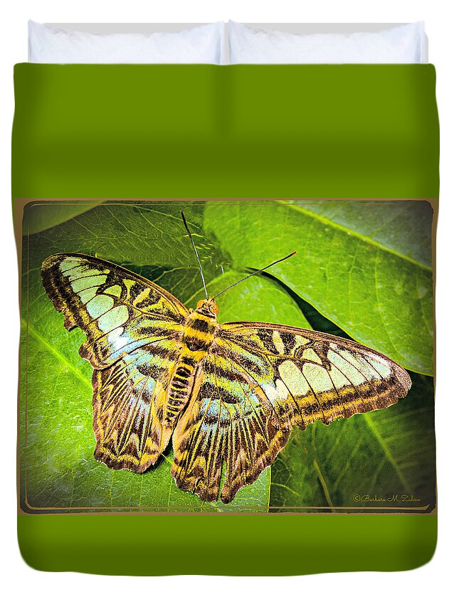 Butterfly Duvet Cover featuring the photograph Brown-Green Butterfly by Barbara Zahno