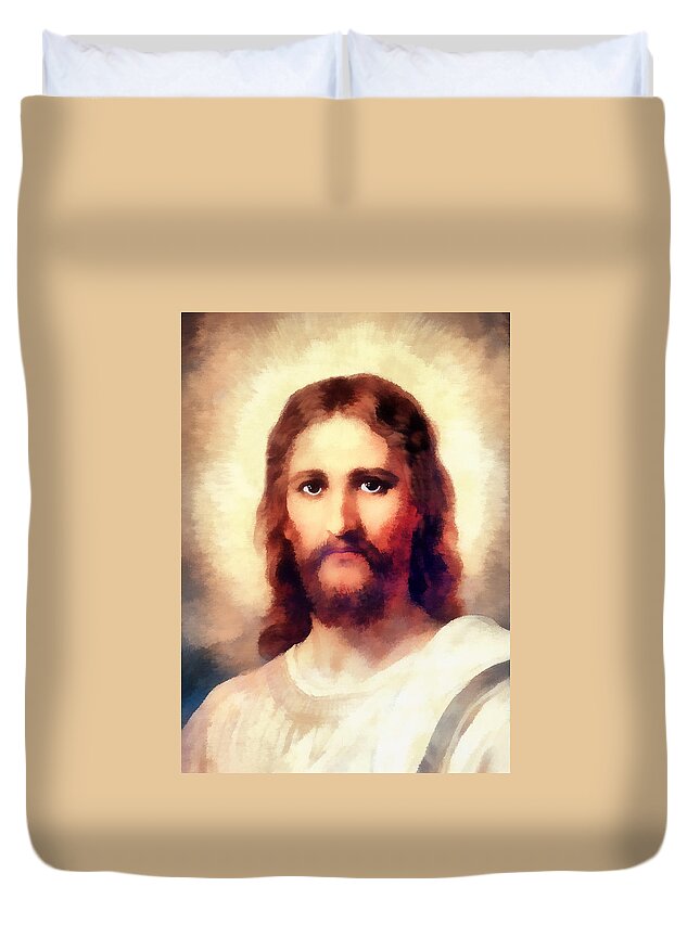 Jesus Christ Duvet Cover featuring the photograph Brown Hair by Munir Alawi