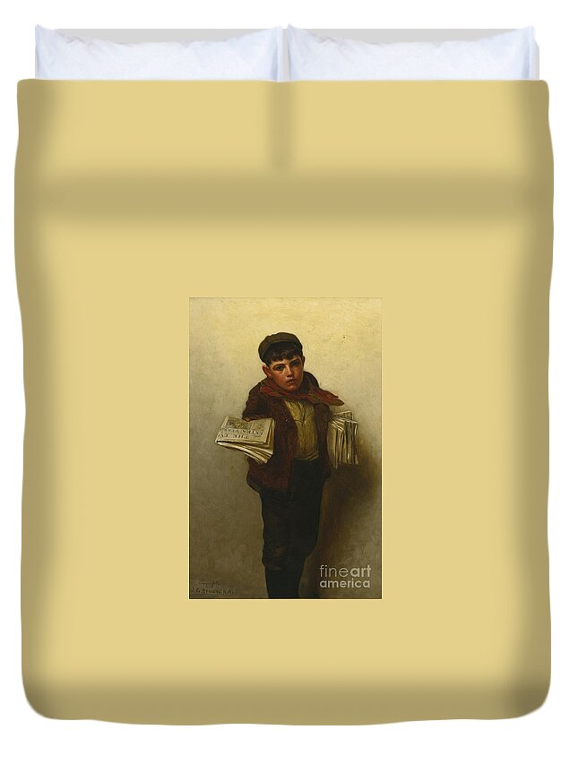 John George Brown 1831 - 1913 Ust Out Duvet Cover featuring the painting Brown by MotionAge Designs