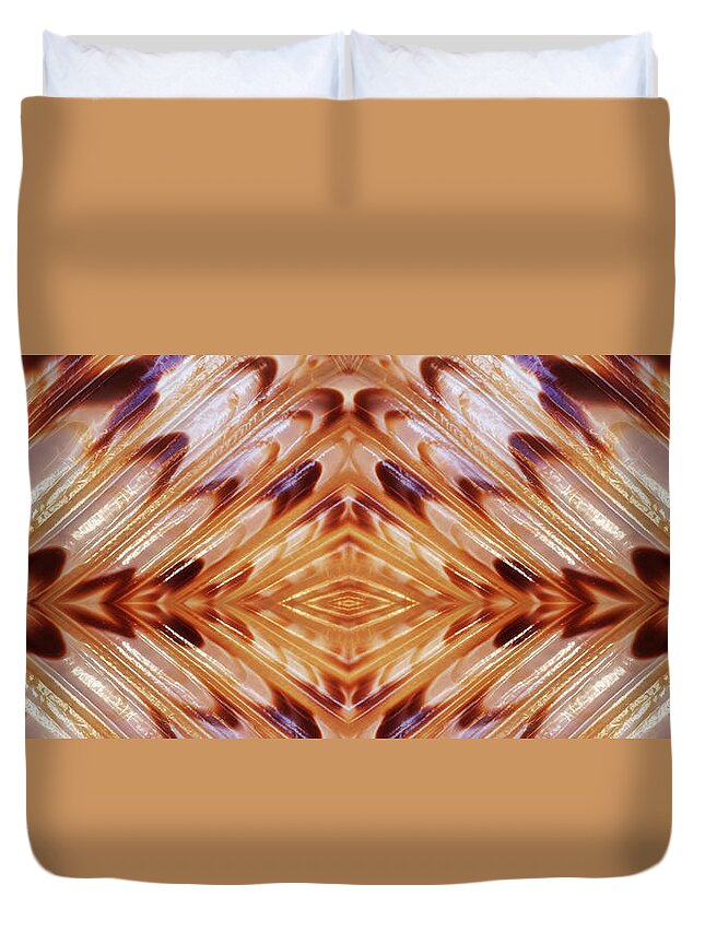 Seashell Duvet Cover featuring the photograph Brown Shell Abstract Panoramic by Gill Billington