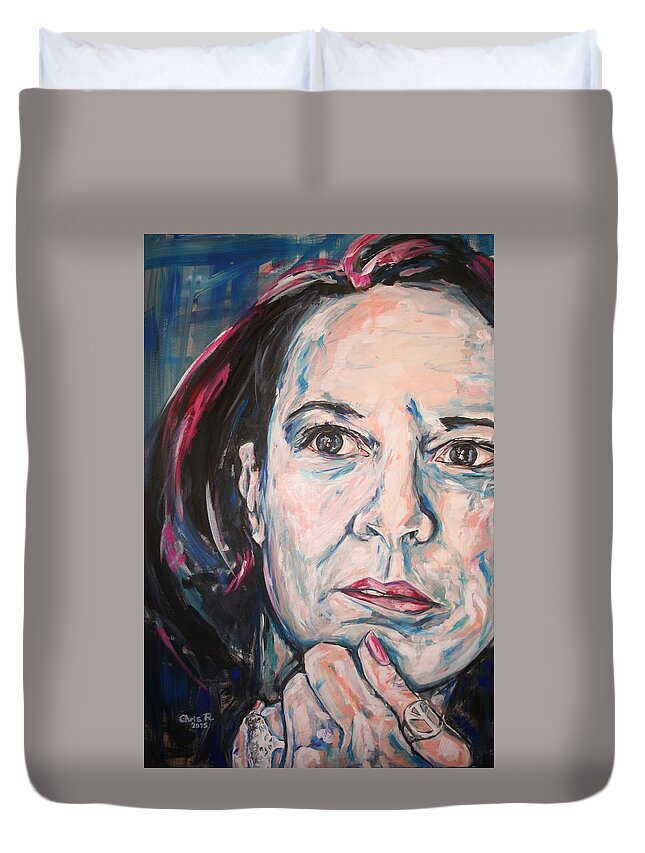 Self Duvet Cover featuring the painting Brutal Honesty by Christel Roelandt