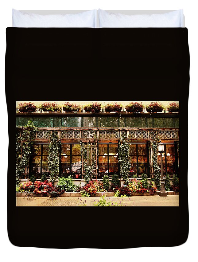 Bryant Park Duvet Cover featuring the photograph Bryant Park Grill by Jessica Jenney