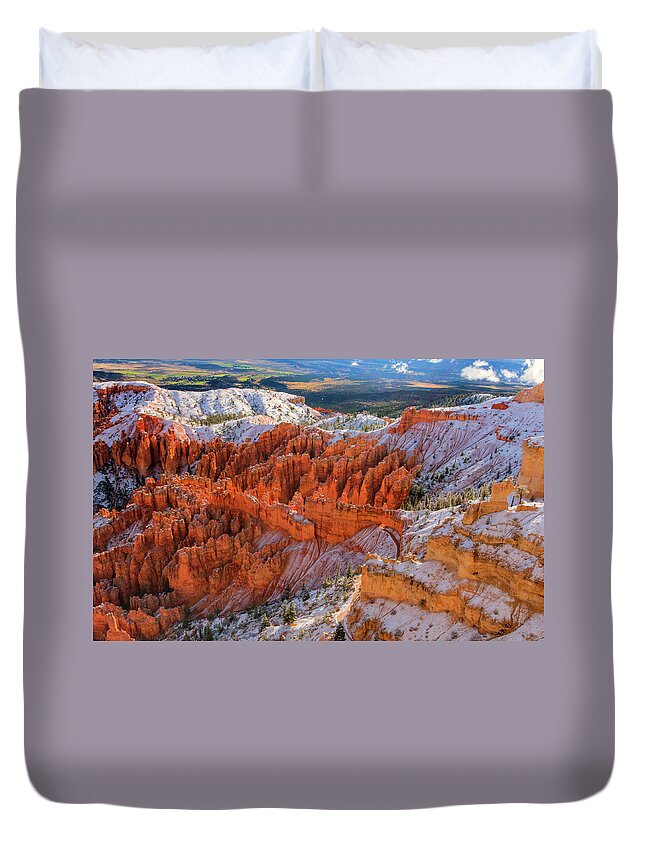 Canyon Duvet Cover featuring the photograph Bryce Canyon by John Roach