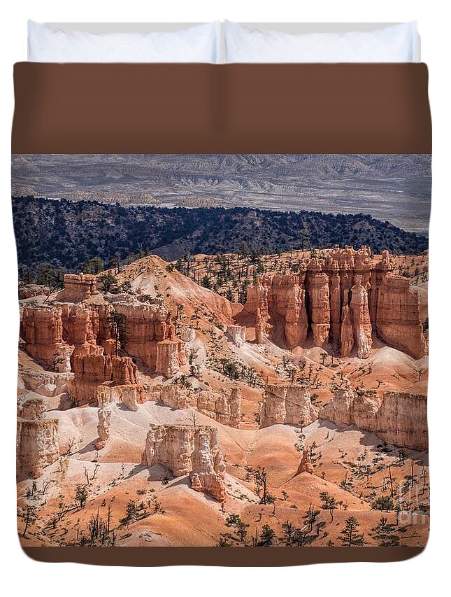 Bryce Duvet Cover featuring the photograph Bryce Canyon Overlook by Peggy Hughes