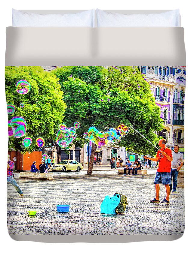 Lisbon Duvet Cover featuring the photograph Bubble Art by Roberta Bragan
