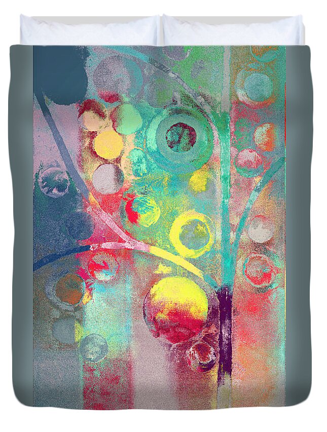 Abstract. Multicolor Duvet Cover featuring the painting Bubble Tree - 285l by Variance Collections