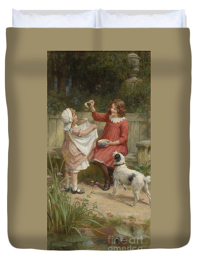 George Sheridan Knowles 1863 - 1931 Bubbles Duvet Cover featuring the painting Bubbles by MotionAge Designs