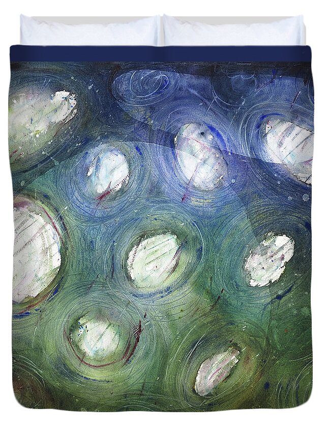 Painting Duvet Cover featuring the painting Bubbles II by Petra Rau