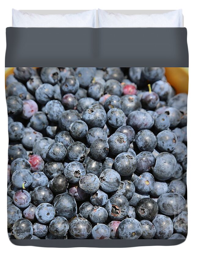 Blueberry Duvet Cover featuring the photograph Bucket of Blueberries by Carol Groenen