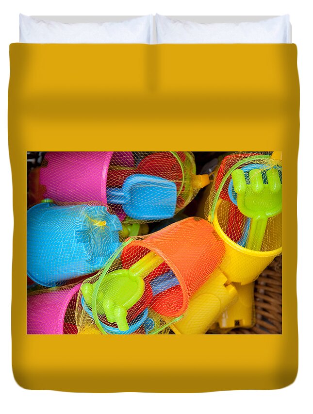 Buckets And Spades Duvet Cover featuring the photograph Buckets and Spades by Helen Jackson