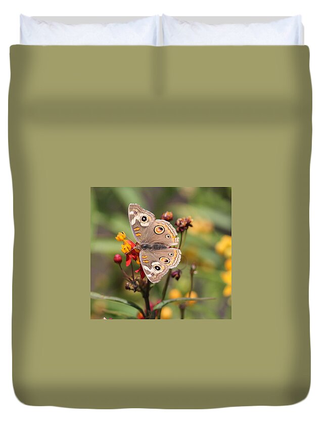 Butterfly Duvet Cover featuring the photograph Buckeye Butterfly by Liz Vernand