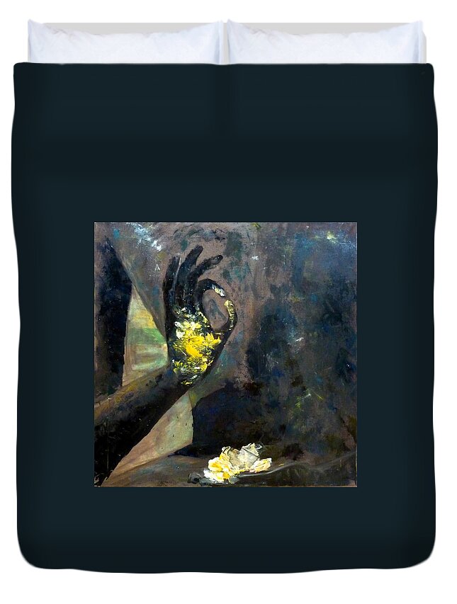 Spiritual Duvet Cover featuring the painting Buddha 1 by Lizzy Forrester