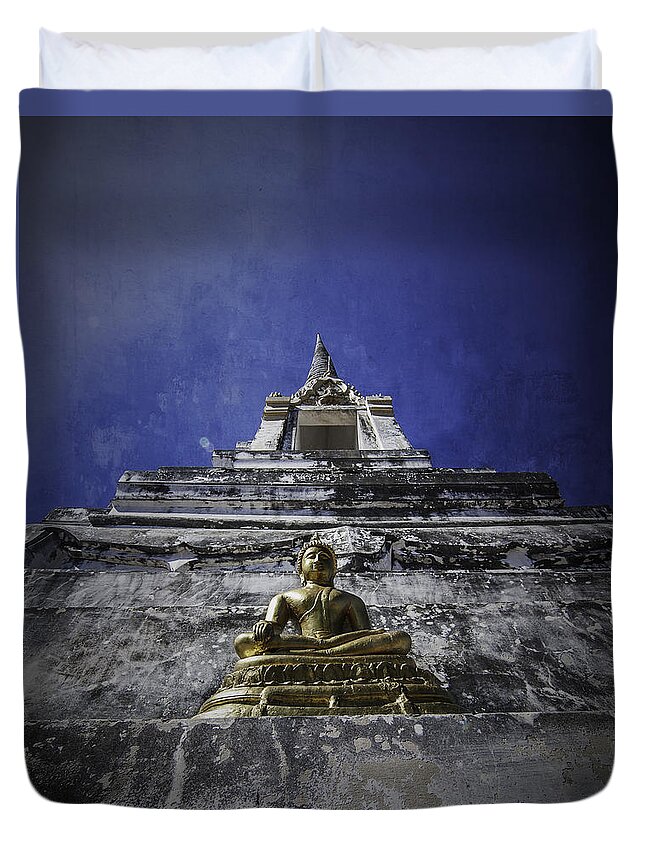 Buddha Duvet Cover featuring the photograph Buddha watching over by Dylan Newstead