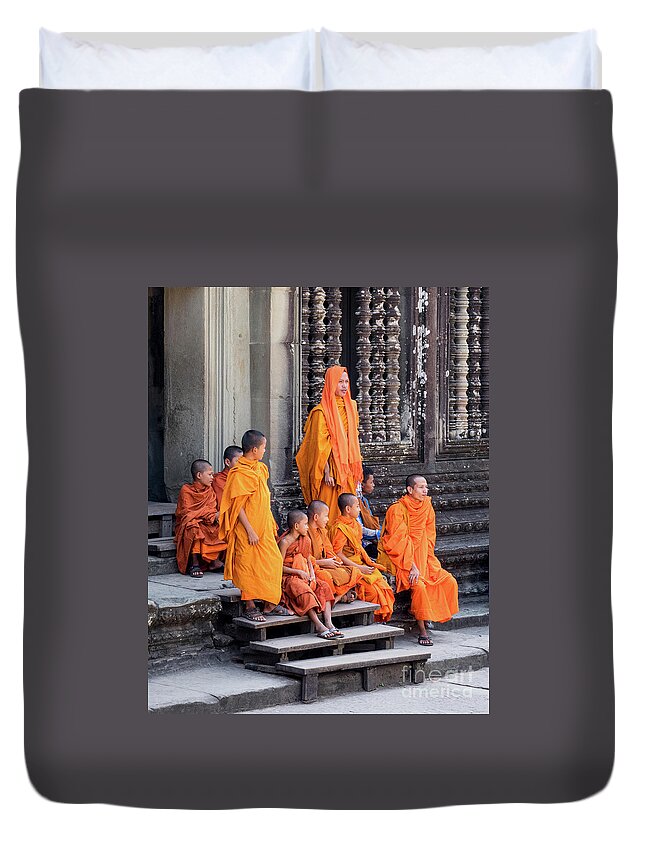 Cambodia Duvet Cover featuring the photograph Buddhist Monks 05 by Rick Piper Photography