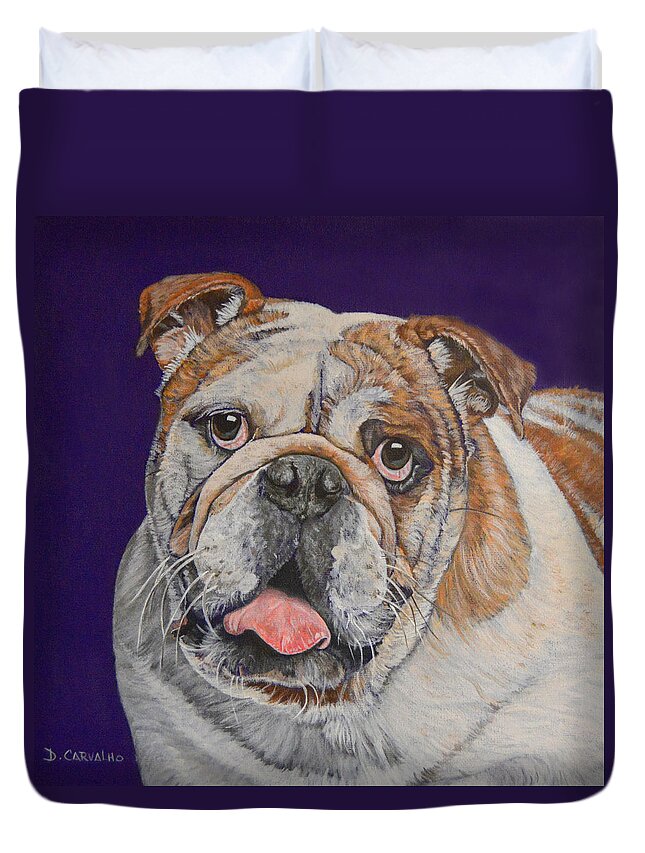 Dog Duvet Cover featuring the painting Buddy by Daniel Carvalho