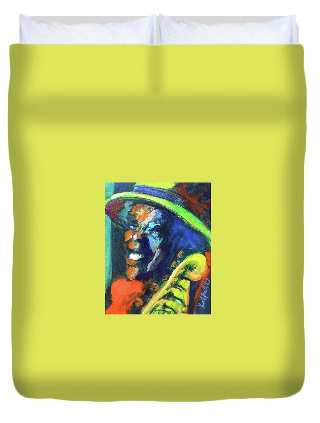 Painting Duvet Cover featuring the painting Buddy by Les Leffingwell