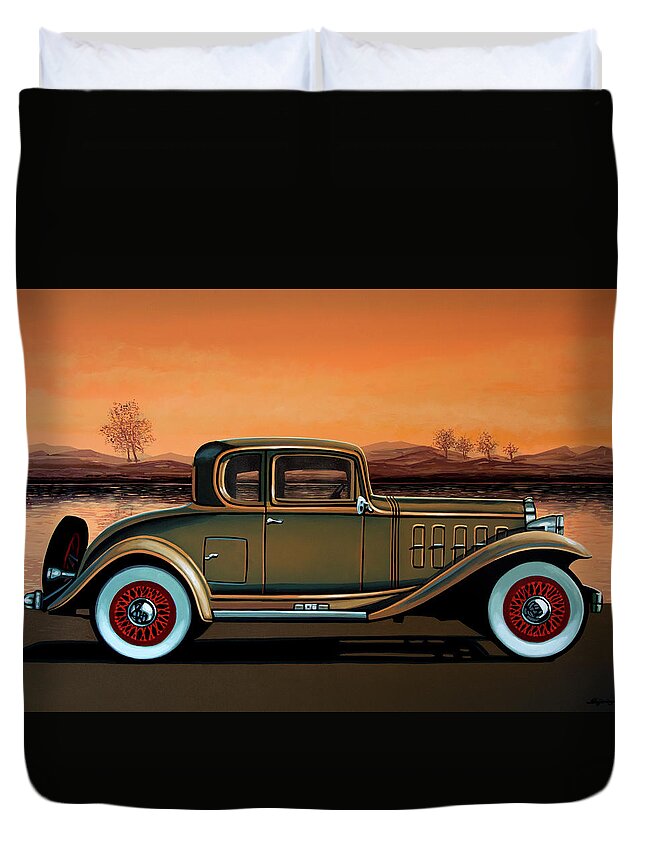 Buick 96 S Duvet Cover featuring the painting Buick 96 S Coupe 1932 Painting by Paul Meijering
