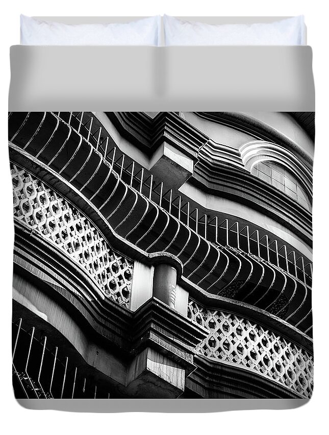 Banana Duvet Cover featuring the photograph Building Front Imus Market Philippines by Michael Arend