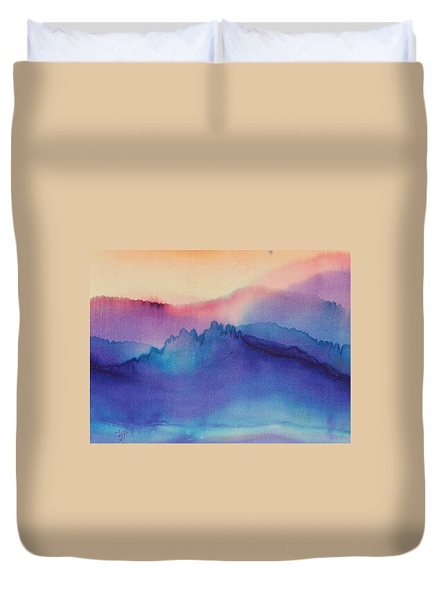  Duvet Cover featuring the painting Built Line Landscape by Barbara Pease
