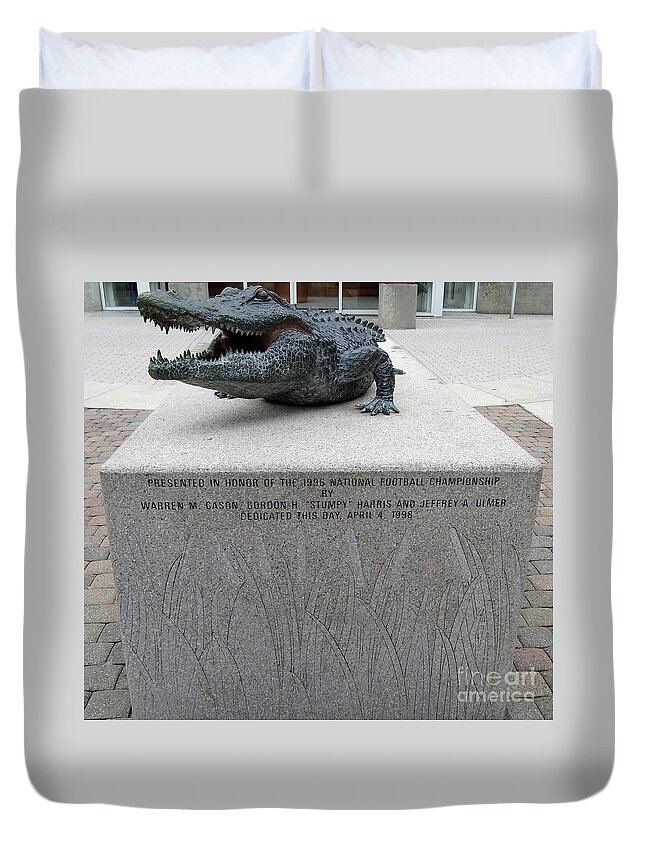 The Swamp Duvet Cover featuring the photograph Bull Gator 1998 by D Hackett